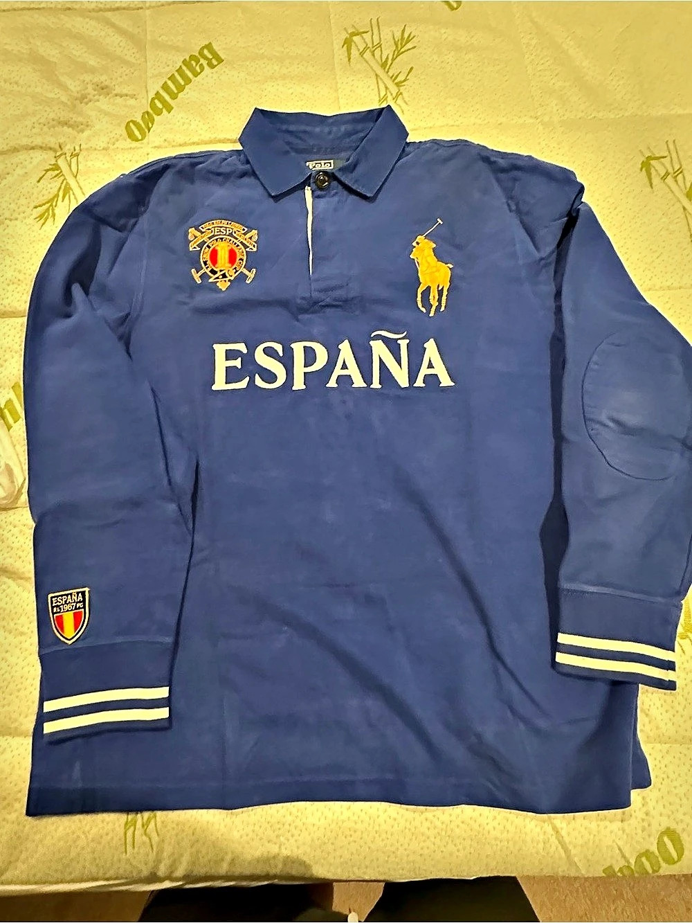 Polo Ralph Lauren España Snow Polo Challenge Rugby Shirt Blue & Yellow XL
